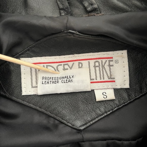 Lindsey Blake Womens Blazer Jacket S Black 100% Leather Embossed Pattern Vintage - Picture 4 of 14